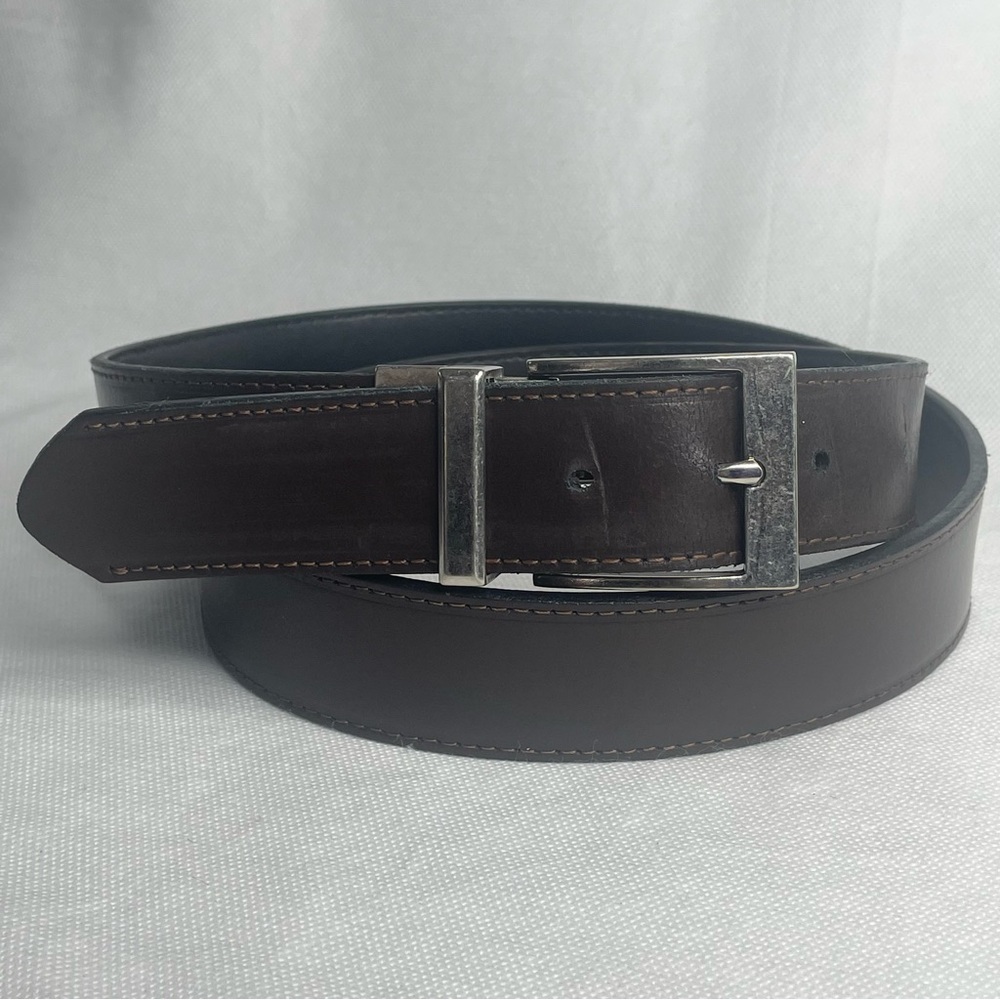 Levi Strauss Reversible Leather Top Belt 44/110 Metal Twist Buckle Black / Brown